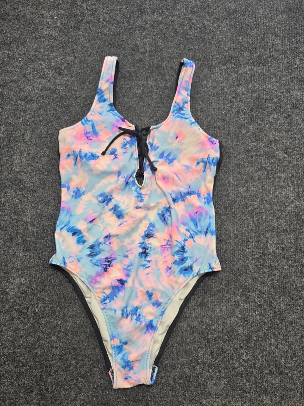 Victoria’s Secret PINK One Piece Swimsuit Tie Dye Lace Up Front Women’s Size Sma
